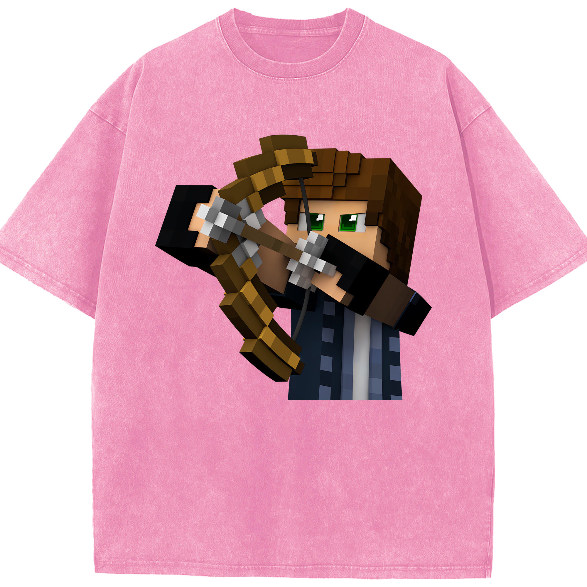 （画像用） マインクラフト ブロックの世界 Minecraft MC Block world 綿100% ヴィンテージ風 半袖Tシャツ（フロントプリント）